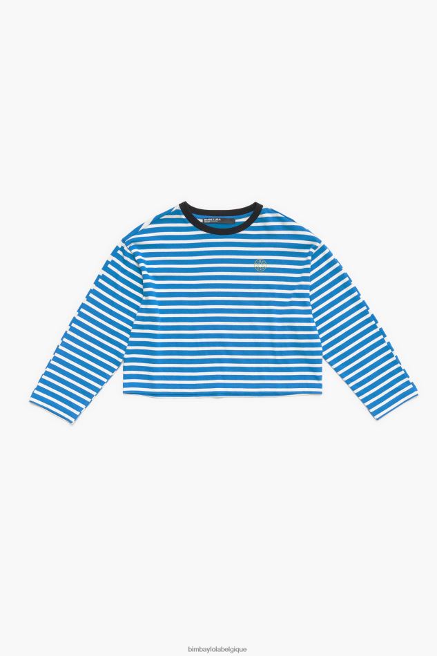 vêtements Bimba Y Lola t-shirt rayé en coton bleu HV4486318