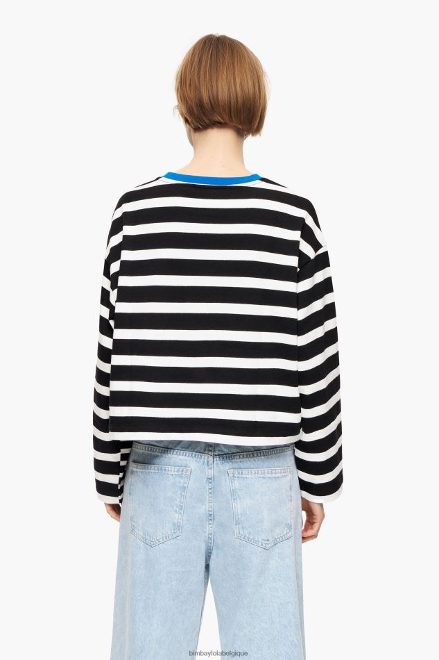 vêtements Bimba Y Lola t-shirt rayé en coton noir HV4486317