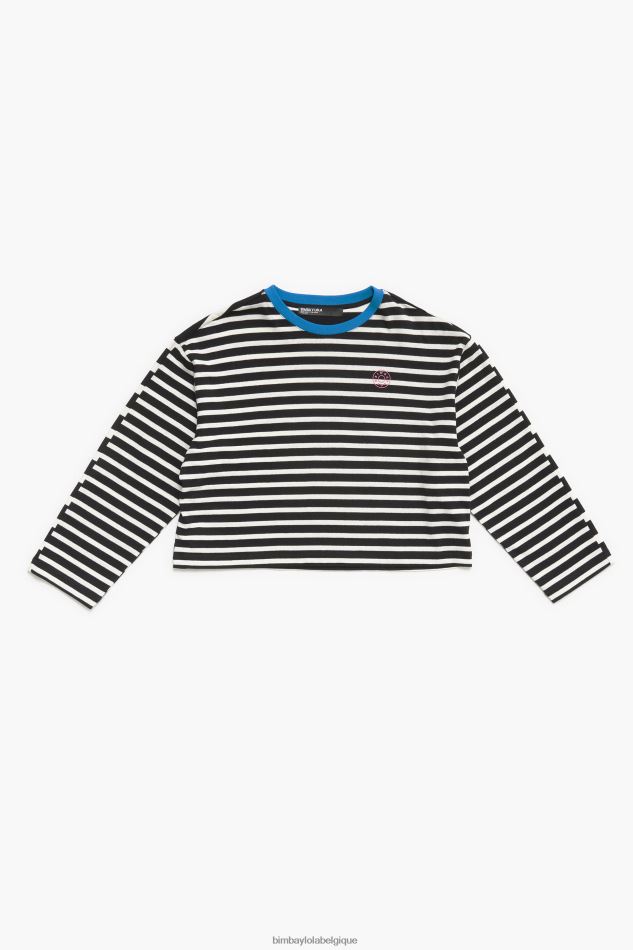 vêtements Bimba Y Lola t-shirt rayé en coton noir HV4486317