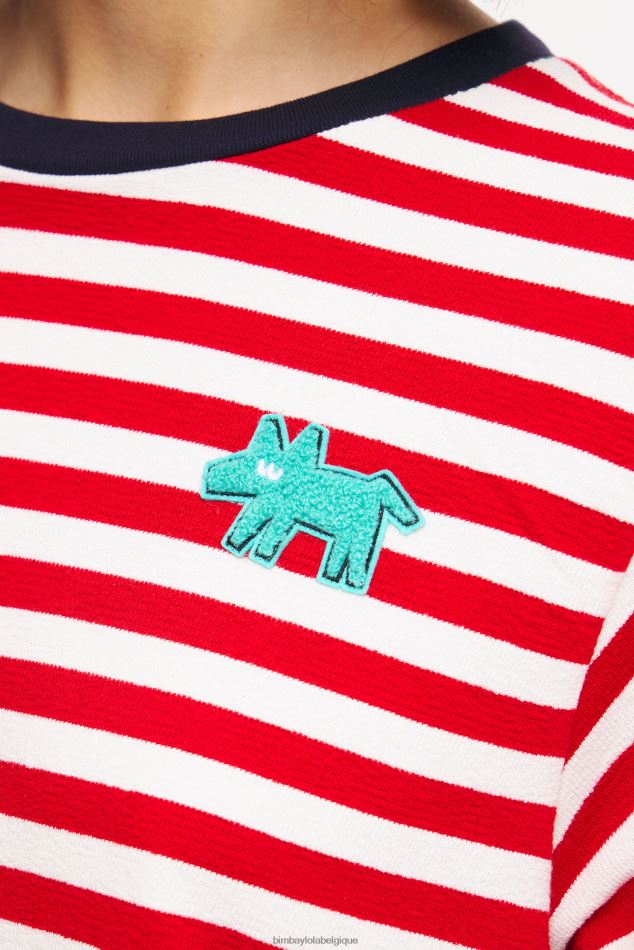 vêtements Bimba Y Lola t-shirt rayé pour chien rouge HV4486250