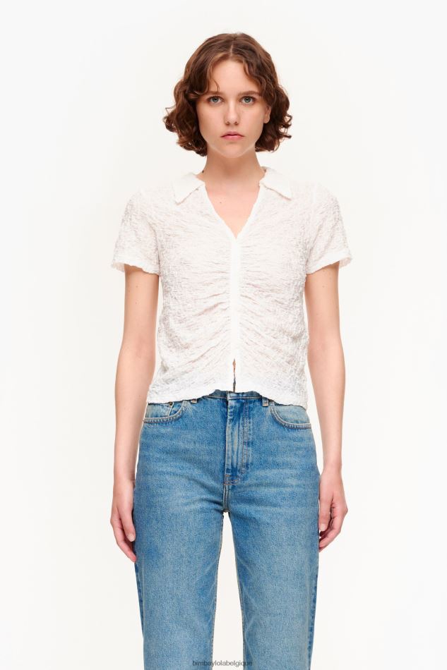 vêtements Bimba Y Lola t-shirt texturé à boutons Ivoire HV4486287
