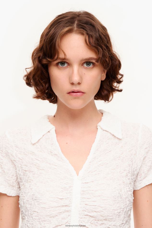 vêtements Bimba Y Lola t-shirt texturé à boutons Ivoire HV4486287