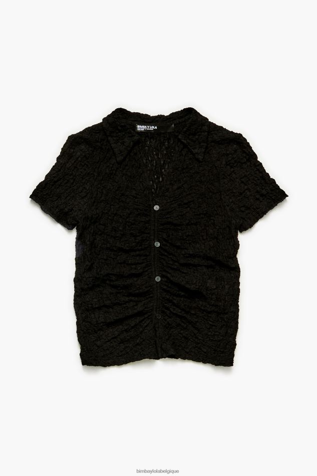 vêtements Bimba Y Lola t-shirt texturé à boutons noir HV4486288