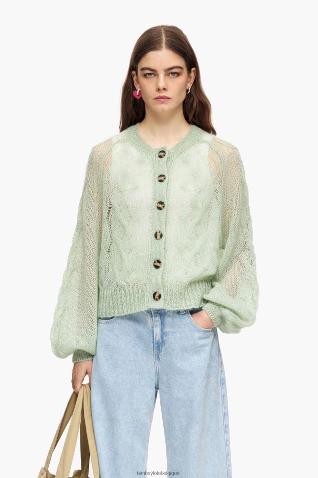 vêtements Bimba Y Lola cardigan ajouré en mohair menthe HV4486379