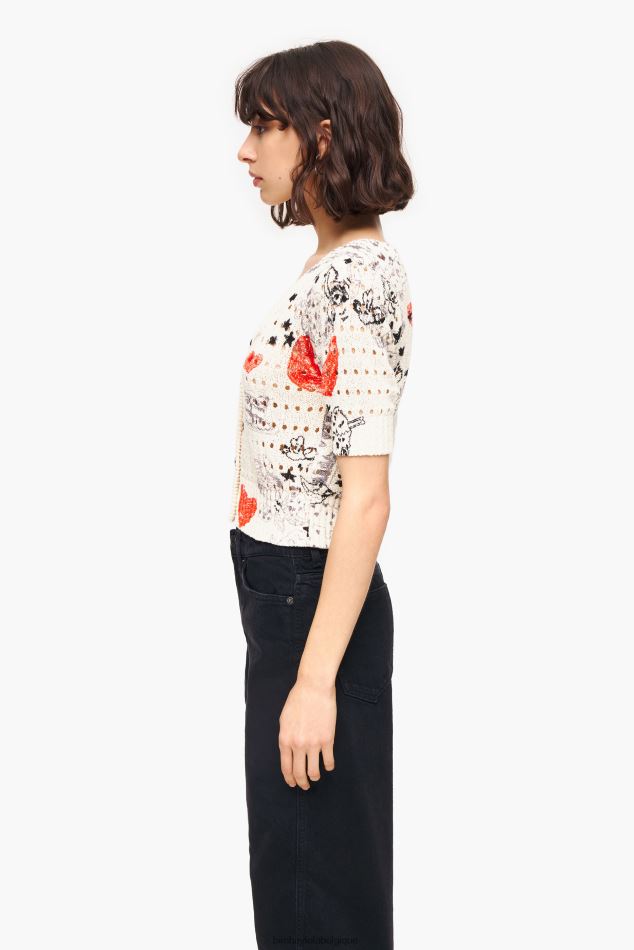 vêtements Bimba Y Lola cardigan ajusté en maille ajourée à imprimé cœur surnom HV4486371