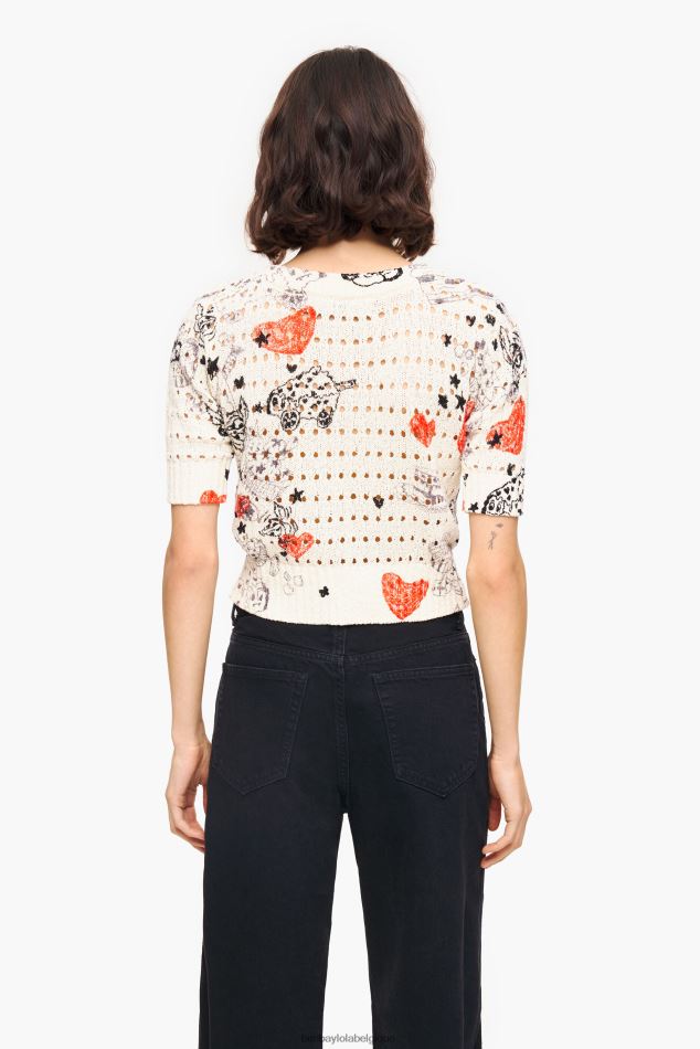 vêtements Bimba Y Lola cardigan ajusté en maille ajourée à imprimé cœur surnom HV4486371