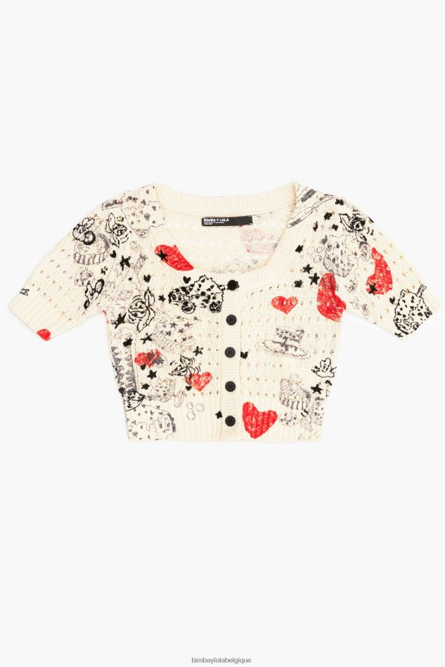 vêtements Bimba Y Lola cardigan ajusté en maille ajourée à imprimé cœur surnom HV4486371