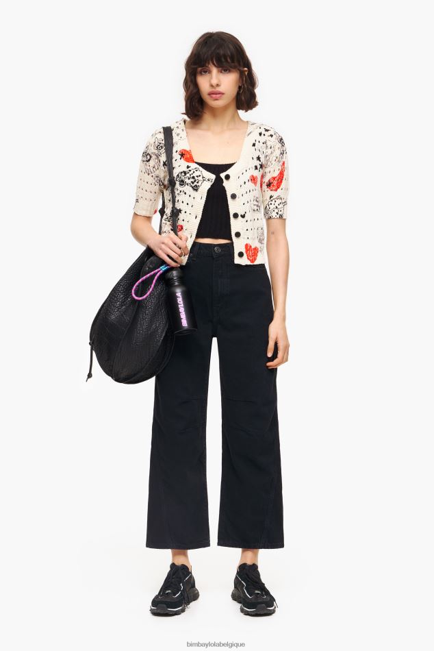 vêtements Bimba Y Lola cardigan ajusté en maille ajourée à imprimé cœur surnom HV4486371