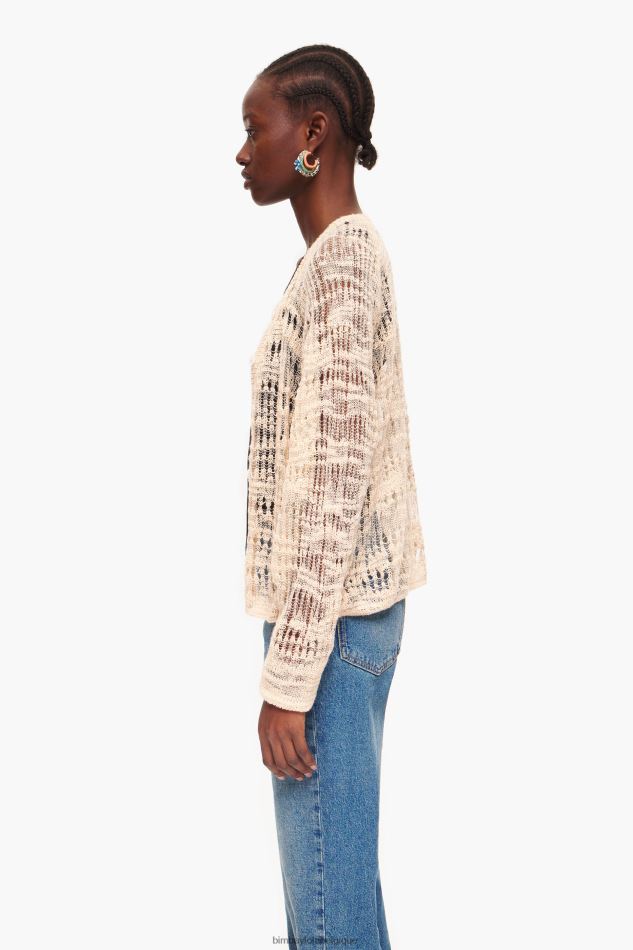 vêtements Bimba Y Lola cardigan en lin à mailles ajourées écru HV4486361
