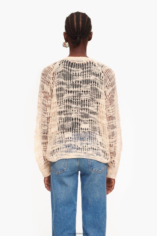 vêtements Bimba Y Lola cardigan en lin à mailles ajourées écru HV4486361