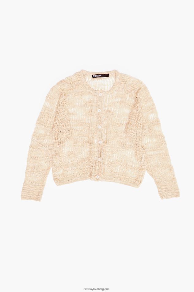vêtements Bimba Y Lola cardigan en lin à mailles ajourées écru HV4486361