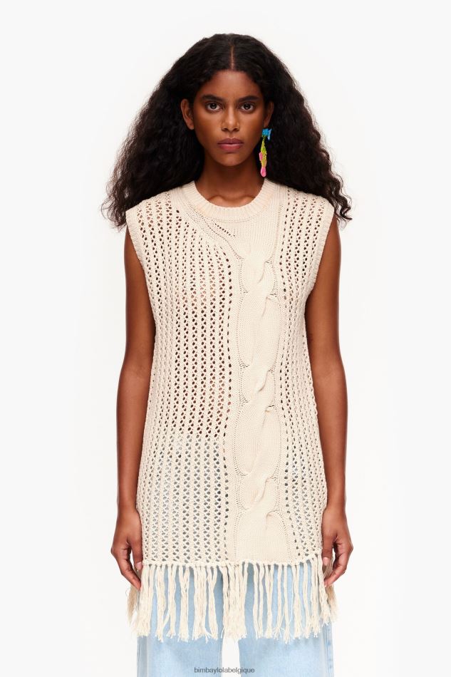 vêtements Bimba Y Lola gilet en tricot écru HV4486351