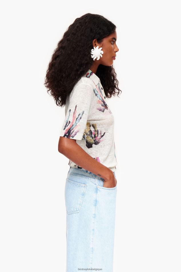 vêtements Bimba Y Lola polo en maille imprimé corail Ivoire HV4486354