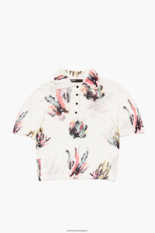 vêtements Bimba Y Lola polo en maille imprimé corail Ivoire HV4486354