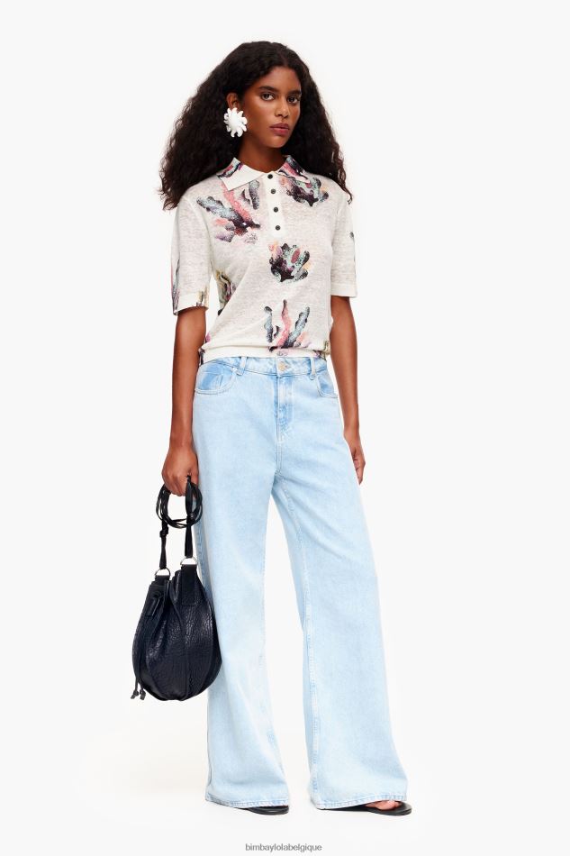 vêtements Bimba Y Lola polo en maille imprimé corail Ivoire HV4486354