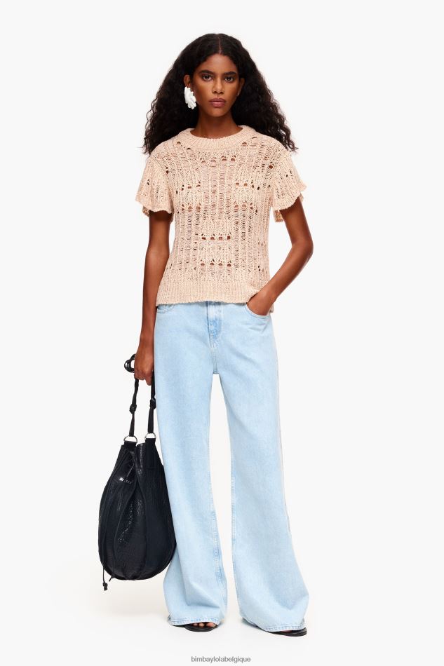 vêtements Bimba Y Lola pull ajouré sable HV4486355