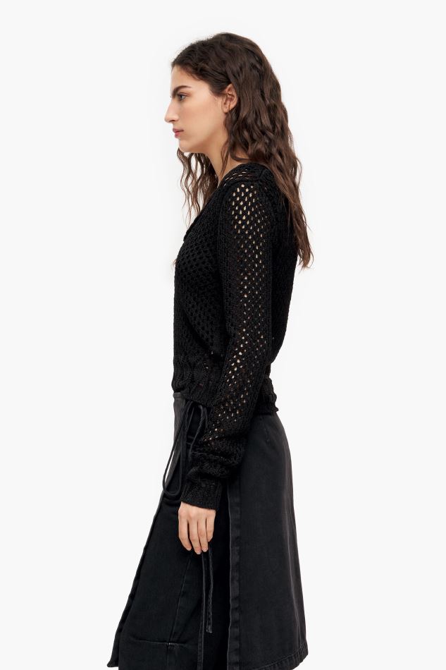 vêtements Bimba Y Lola pull ajusté à mailles ajourées noir HV4486387