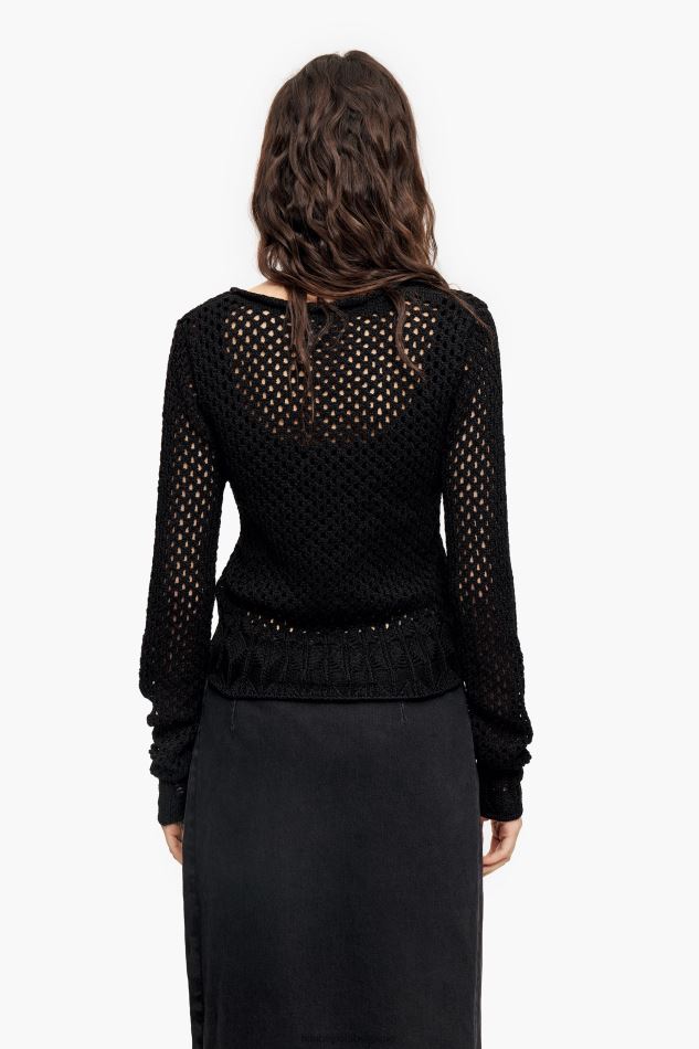 vêtements Bimba Y Lola pull ajusté à mailles ajourées noir HV4486387