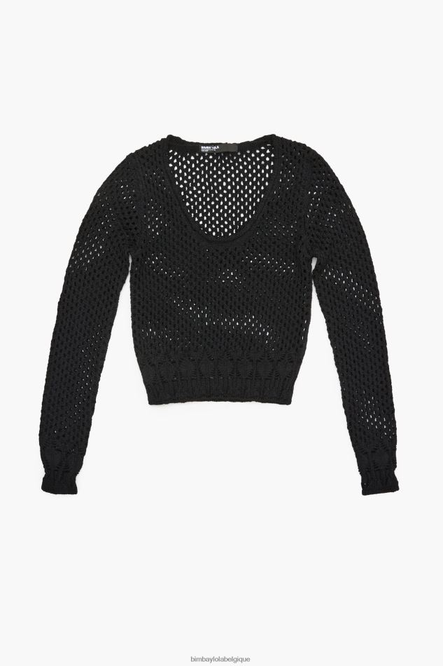 vêtements Bimba Y Lola pull ajusté à mailles ajourées noir HV4486387