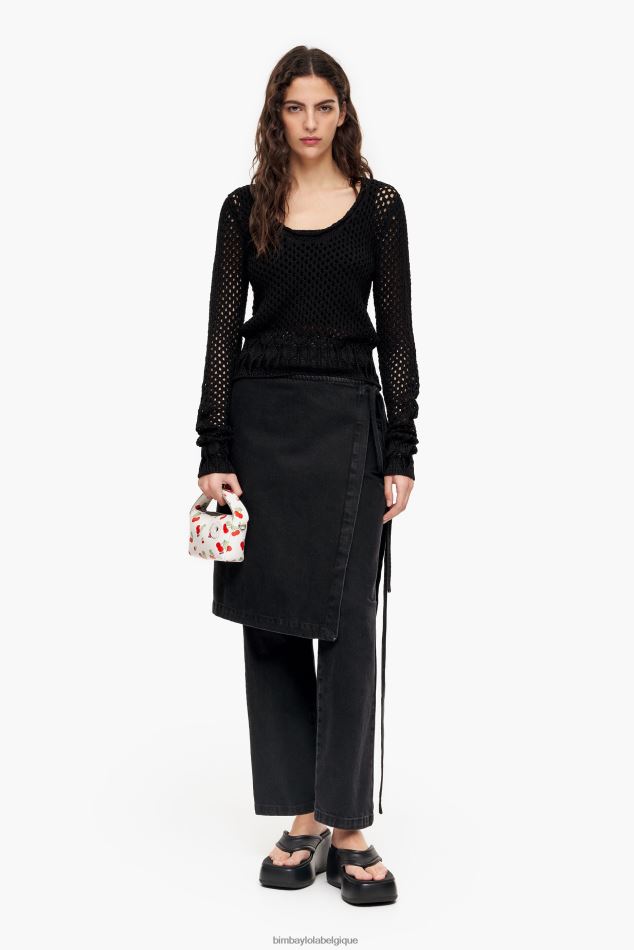 vêtements Bimba Y Lola pull ajusté à mailles ajourées noir HV4486387
