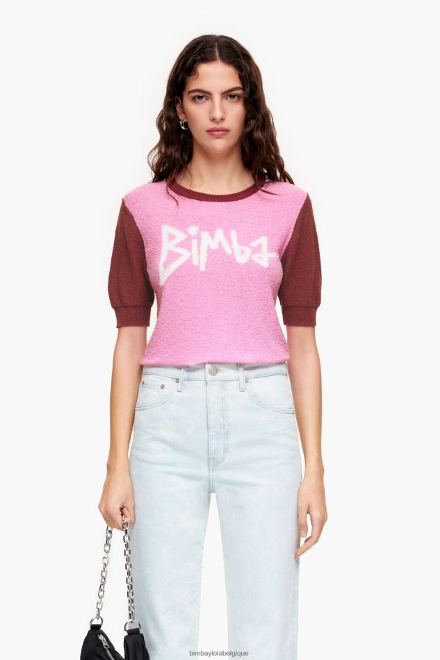 vêtements Bimba Y Lola pull bicolore en coton rose HV4486383