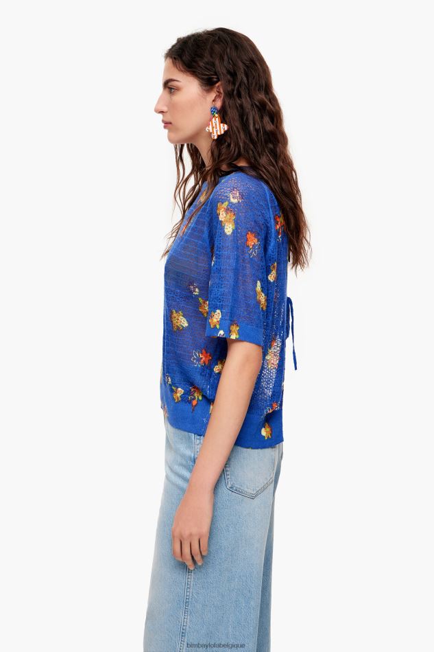 vêtements Bimba Y Lola pull en lin à imprimé fleuri bleu HV4486390