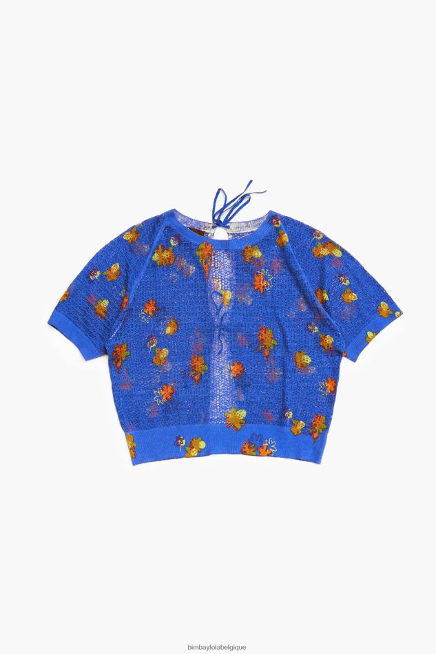vêtements Bimba Y Lola pull en lin à imprimé fleuri bleu HV4486390