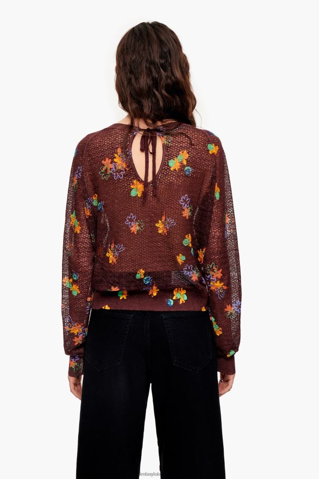 vêtements Bimba Y Lola pull en lin à imprimé fleuri brun HV4486392