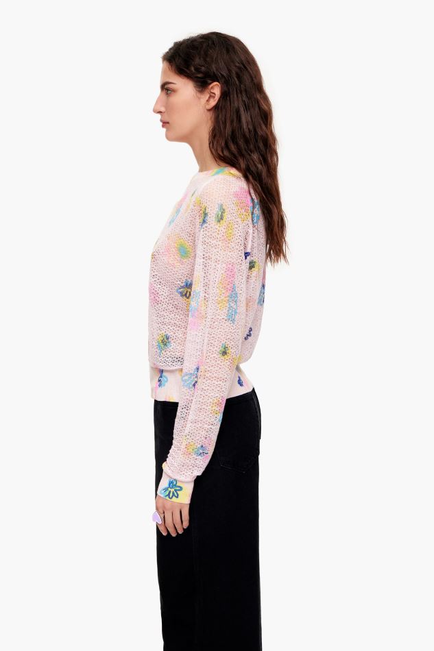 vêtements Bimba Y Lola pull en lin à imprimé fleuri rose HV4486393