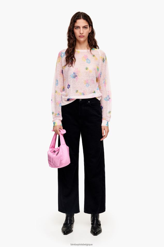 vêtements Bimba Y Lola pull en lin à imprimé fleuri rose HV4486393