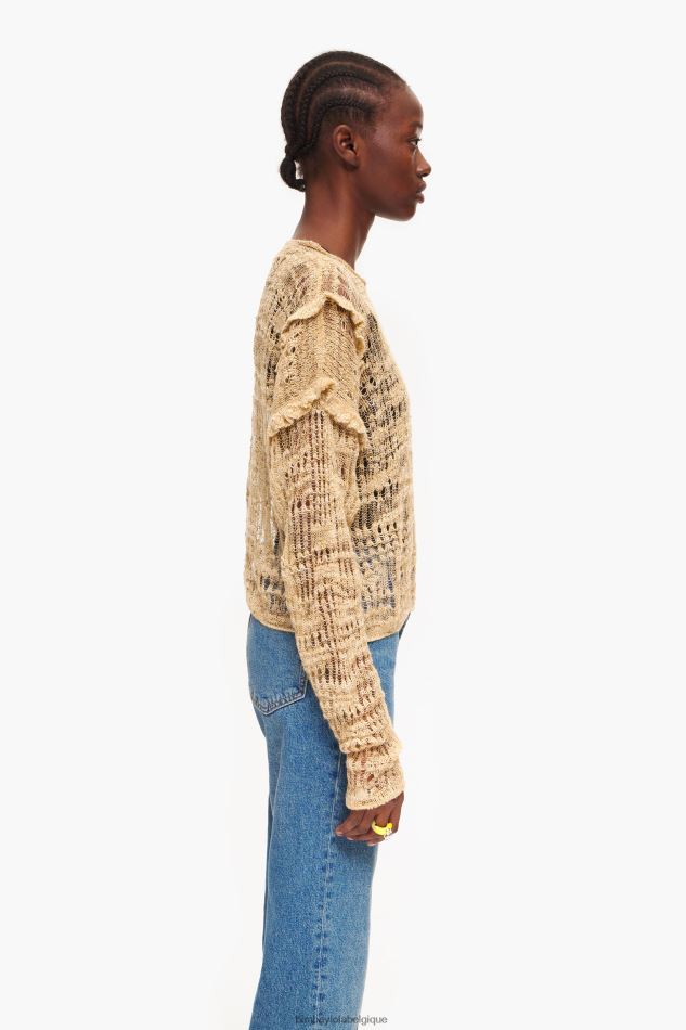 vêtements Bimba Y Lola pull en lin à mailles ajourées chameau HV4486362