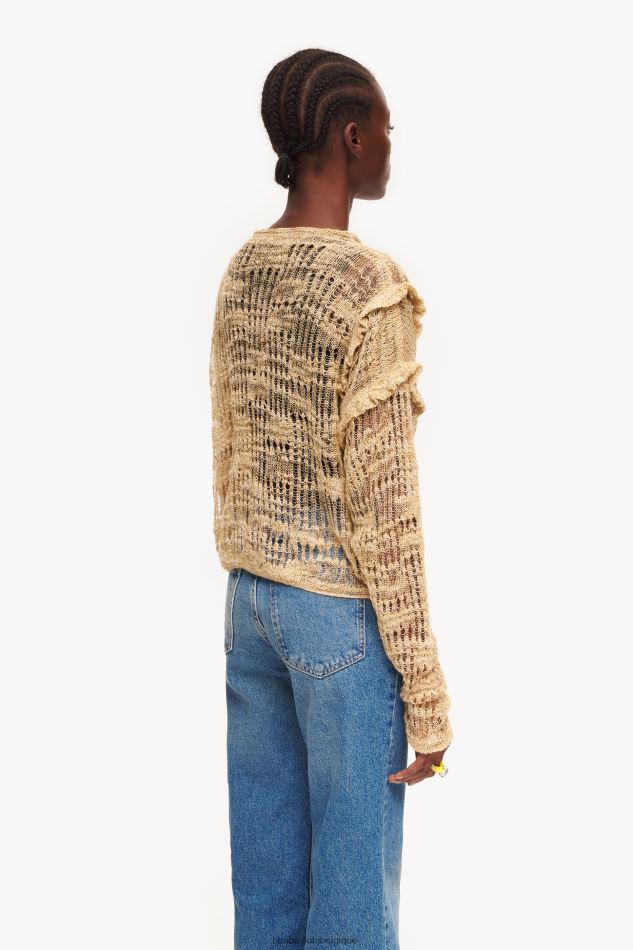 vêtements Bimba Y Lola pull en lin à mailles ajourées chameau HV4486362
