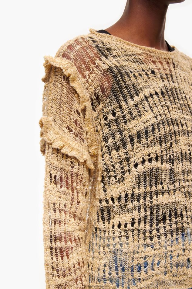 vêtements Bimba Y Lola pull en lin à mailles ajourées chameau HV4486362