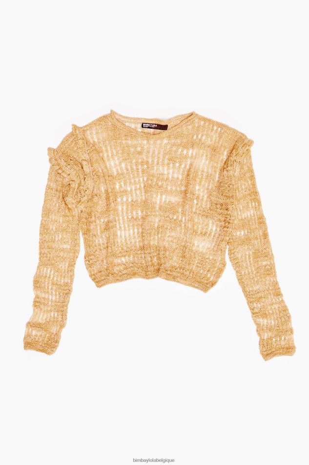 vêtements Bimba Y Lola pull en lin à mailles ajourées chameau HV4486362