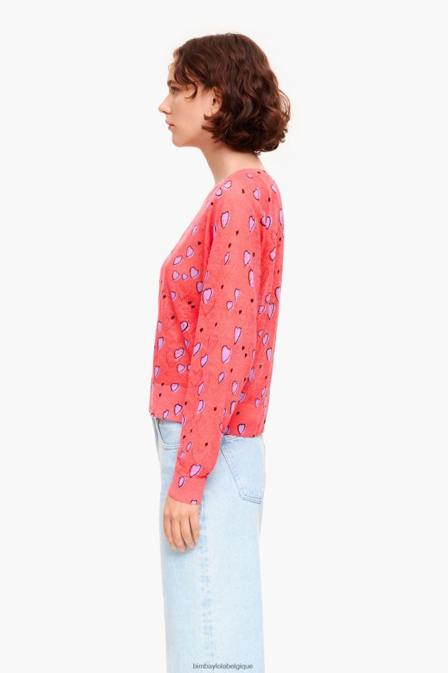 vêtements Bimba Y Lola pull en lin petit coeur rouge HV4486366