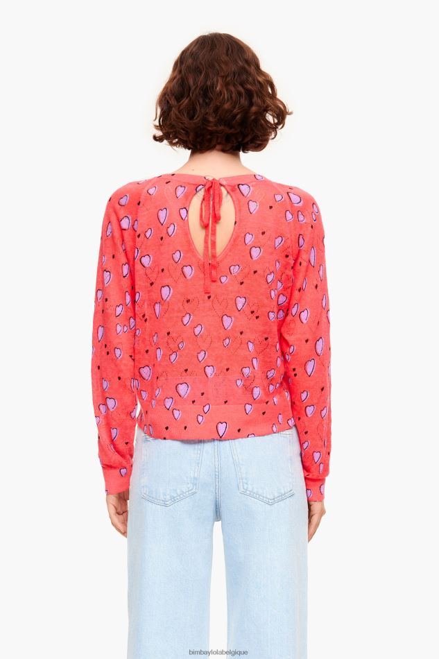 vêtements Bimba Y Lola pull en lin petit coeur rouge HV4486366
