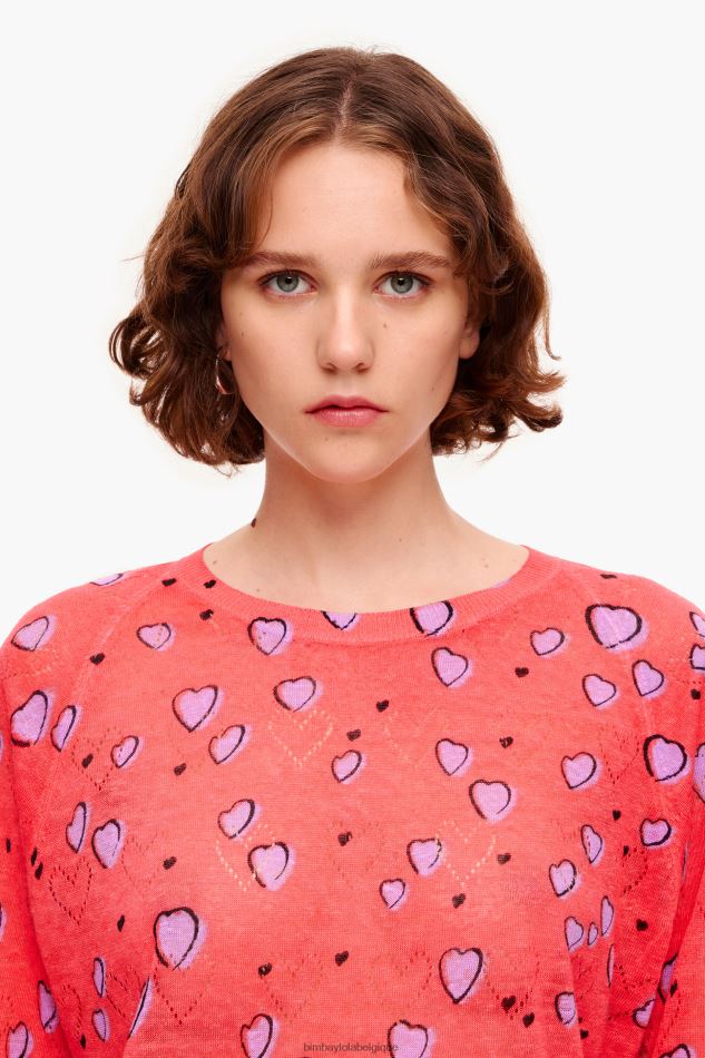 vêtements Bimba Y Lola pull en lin petit coeur rouge HV4486366