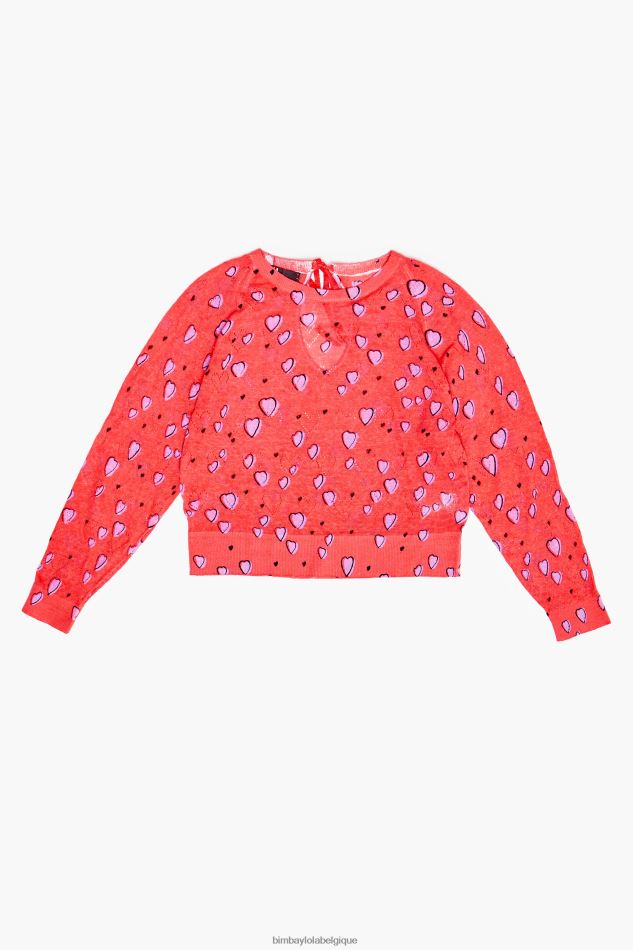 vêtements Bimba Y Lola pull en lin petit coeur rouge HV4486366