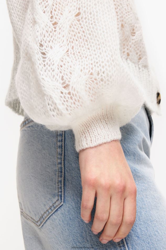 vêtements Bimba Y Lola pull en mohair à mailles ajourées écru HV4486378