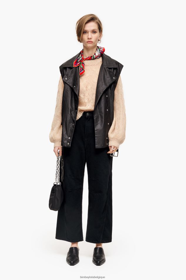 vêtements Bimba Y Lola pull en mohair à mailles ajourées sable HV4486380