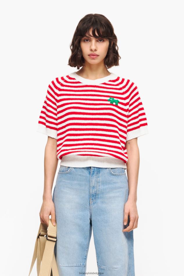 vêtements Bimba Y Lola pull rayé rouge et blanc HV4486368