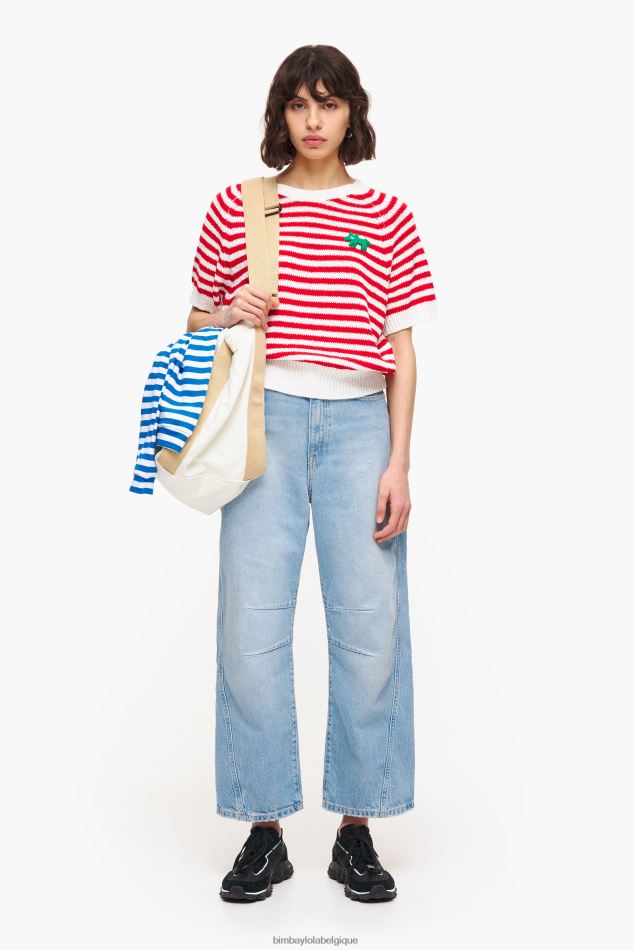 vêtements Bimba Y Lola pull rayé rouge et blanc HV4486368